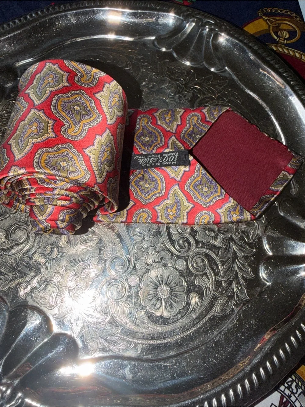Embassy Square Geometric Paisley Silk Tie